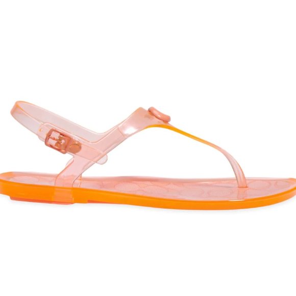Coach Natalee Jelly Thong Sandals C3067 Tangerine New In Box - Picture 3 of 5